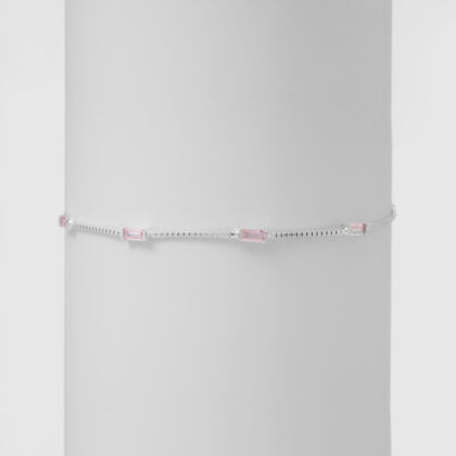 Delicate Pink Stone Silver Bracelet