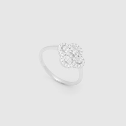 Sterling Silver Clover Halo Ring