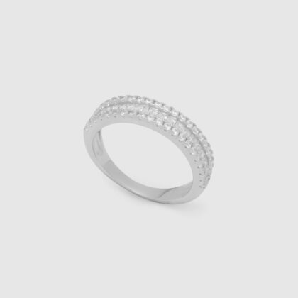 Sterling Silver Triple Row Pavé Band